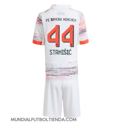 Camiseta Bayern Munich Josip Stanisic #44 Segunda Equipación Replica 2025-26 para niños mangas cortas (+ Pantalones cortos)